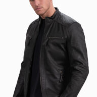 ALPHA VINTAGE SHEEP BLACK - AUTHENTIC MENS BLACK LEATHER JACKET