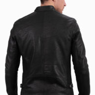 ALPHA VINTAGE SHEEP BLACK - AUTHENTIC MENS BLACK LEATHER JACKET