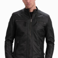 ALPHA VINTAGE SHEEP BLACK - AUTHENTIC MENS BLACK LEATHER JACKET