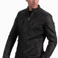 ALPHA VINTAGE SHEEP BLACK - AUTHENTIC MENS BLACK LEATHER JACKET
