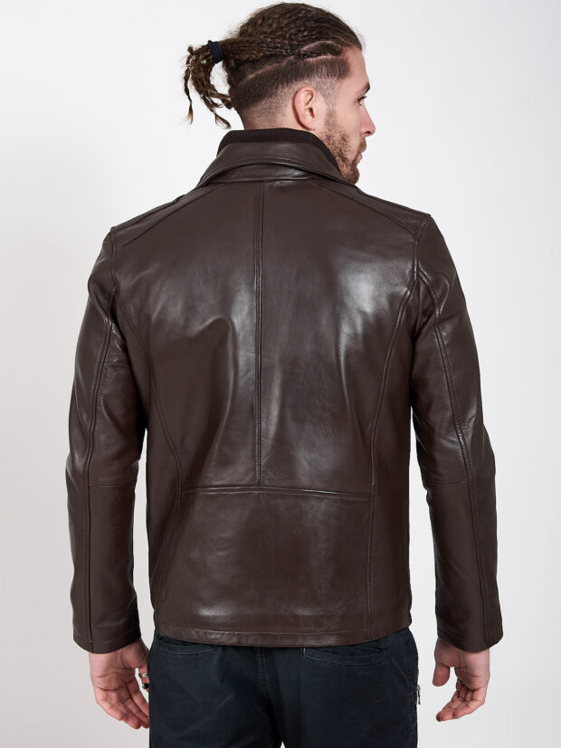 4065 SHEEP BROWN - AUTHENTIC MEN'S BROWN LEATHER JACKET