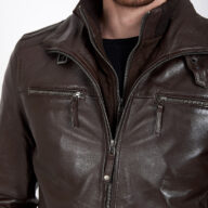 4065 SHEEP BROWN - AUTHENTIC MEN'S BROWN LEATHER JACKET