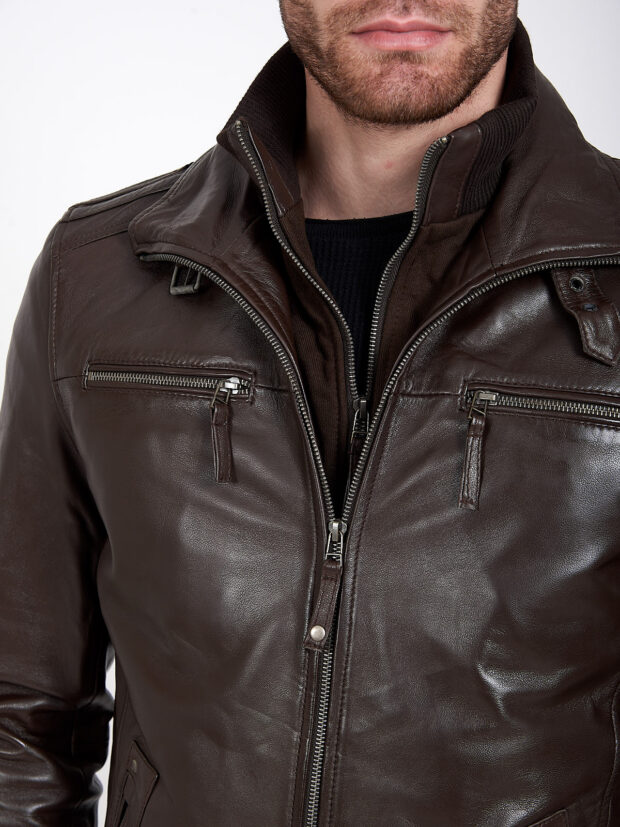 4065 SHEEP BROWN - AUTHENTIC MEN'S BROWN LEATHER JACKET