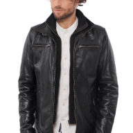 4065 SHEEP BLACK - AUTHENTIC MENS BLACK LEATHER JACKET