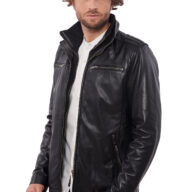 4065 SHEEP BLACK - AUTHENTIC MENS BLACK LEATHER JACKET