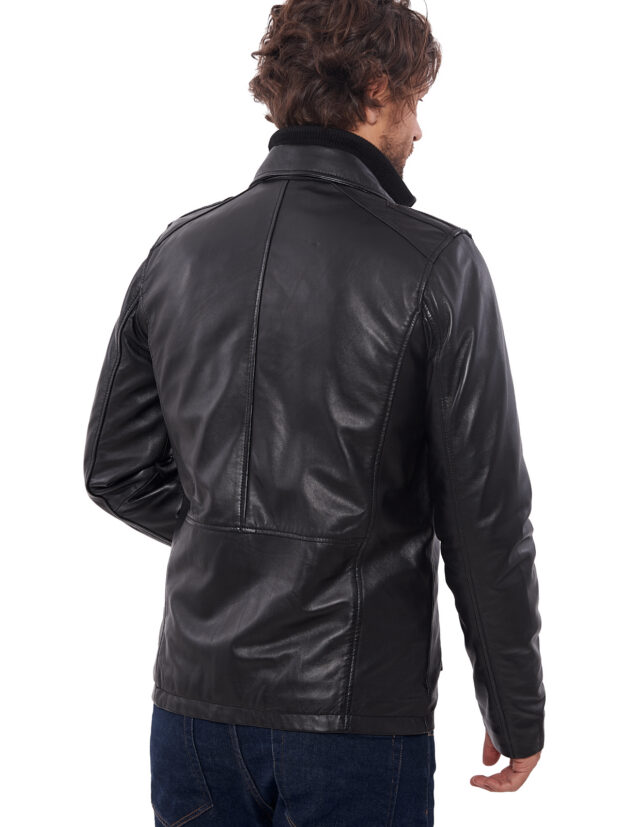 4065 SHEEP BLACK - AUTHENTIC MENS BLACK LEATHER JACKET