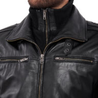 4065 SHEEP BLACK - AUTHENTIC MENS BLACK LEATHER JACKET