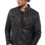 ALPHA SHEEP BLACK  - AUTHENTIC BLACK MENS LEATHER JACKET