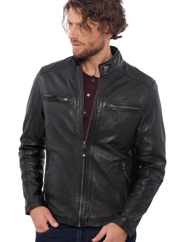 ALPHA SHEEP BLACK  - AUTHENTIC BLACK MENS LEATHER JACKET
