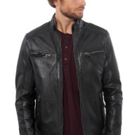 ALPHA SHEEP BLACK  - AUTHENTIC BLACK MENS LEATHER JACKET