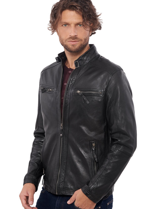 ALPHA SHEEP BLACK - AUTHENTIC BLACK MENS LEATHER JACKET