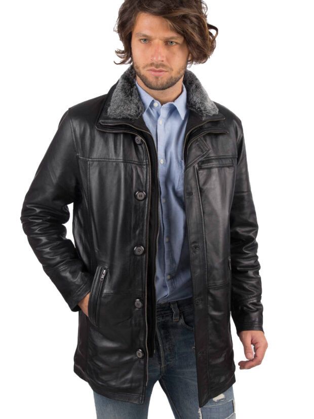 5060 SHEEP BLACK - AUTHENTIC MENS BLACK LEATHER JACKET