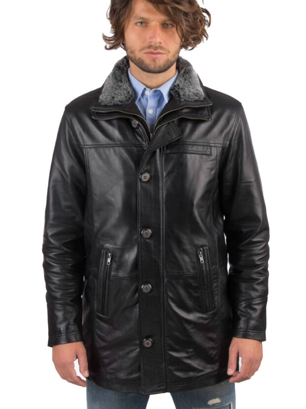 5060 SHEEP BLACK - AUTHENTIC MENS BLACK LEATHER JACKET
