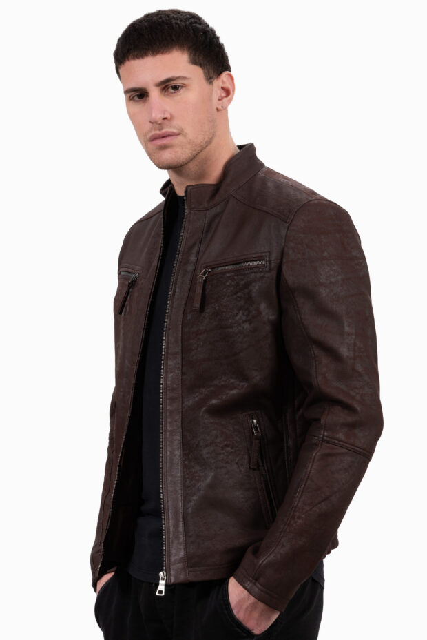 ALPHA VINTAGE SHEEP BROWN - AUTHENTIC MENS BLACK LEATHER JACKET