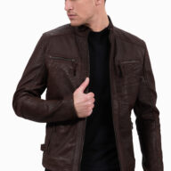 ALPHA VINTAGE SHEEP BROWN - AUTHENTIC MENS BLACK LEATHER JACKET