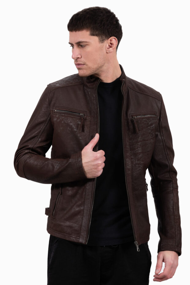 ALPHA VINTAGE SHEEP BROWN - AUTHENTIC MENS BLACK LEATHER JACKET