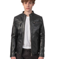 ALPHA BUFFALO BLACK - AUTHENTIC MENS BLACK LEATHER JACKET