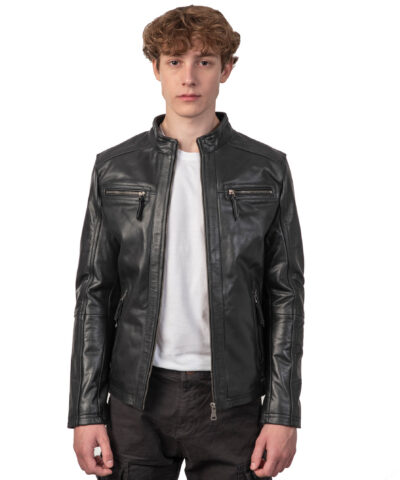 ALPHA BUFFALO BLACK - AUTHENTIC MENS BLACK LEATHER JACKET