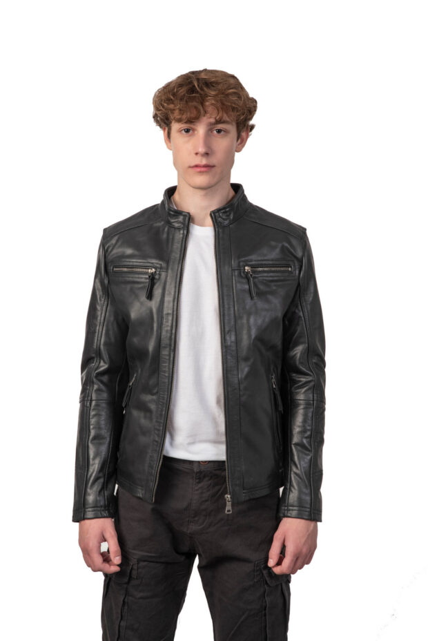 ALPHA BUFFALO BLACK - AUTHENTIC MENS BLACK LEATHER JACKET