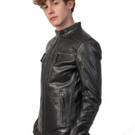 ALPHA BUFFALO BLACK - AUTHENTIC MENS BLACK LEATHER JACKET