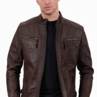 ALPHA VINTAGE SHEEP BROWN - AUTHENTIC MENS BLACK LEATHER JACKET