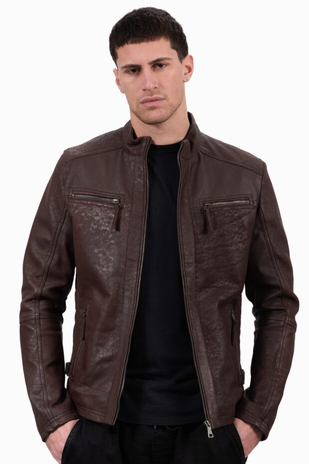 ALPHA VINTAGE SHEEP BROWN - AUTHENTIC MENS BLACK LEATHER JACKET