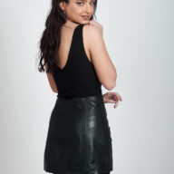 ARTEMIS SHEEP BLACK - AUTHENTIC WOMENS BLACK LEATHER SKIRT