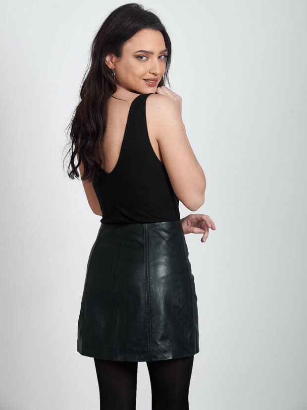 ARTEMIS SHEEP BLACK - AUTHENTIC WOMENS BLACK LEATHER SKIRT