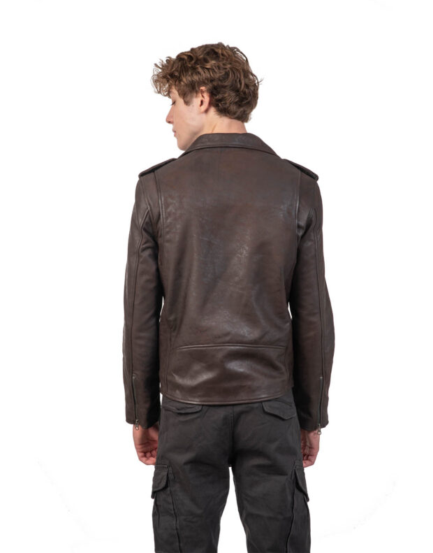 BRANDO SHEEP VINTAGE BROWN - AUTHENTIC MENS LEATHER JACKET