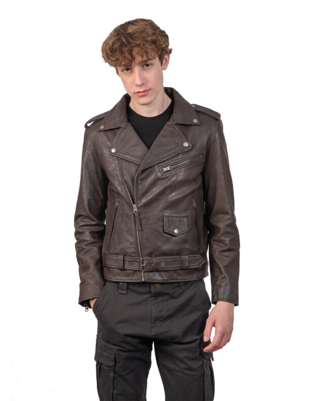 BRANDO SHEEP VINTAGE BROWN - AUTHENTIC MENS LEATHER JACKET