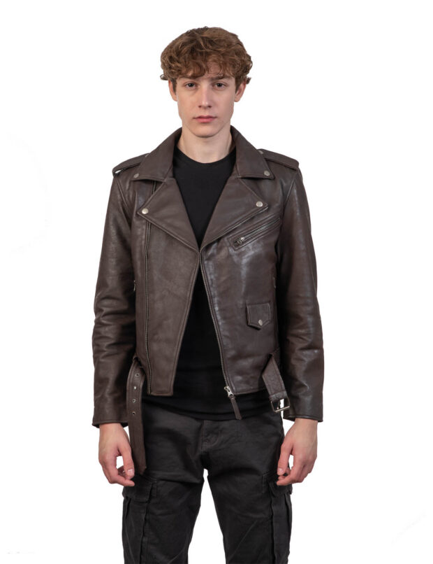 BRANDO SHEEP VINTAGE BROWN - AUTHENTIC MENS LEATHER JACKET