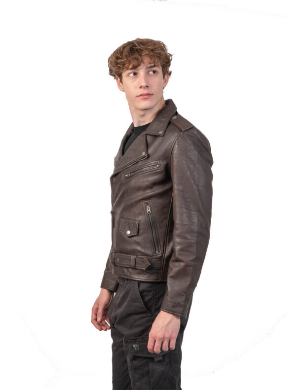 BRANDO SHEEP VINTAGE BROWN - AUTHENTIC MENS LEATHER JACKET