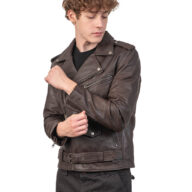 BRANDO SHEEP VINTAGE BROWN - AUTHENTIC MENS LEATHER JACKET