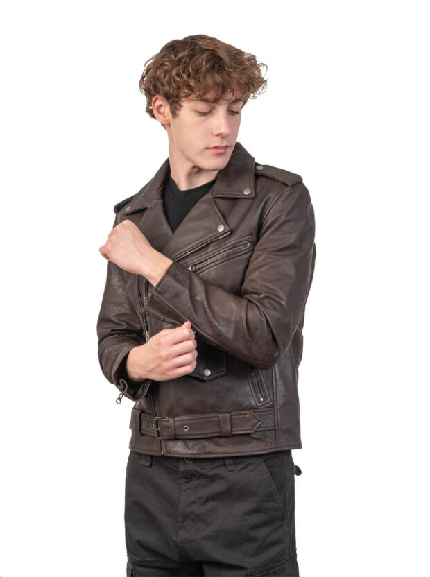BRANDO SHEEP VINTAGE BROWN - AUTHENTIC MENS LEATHER JACKET