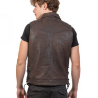 CARGO SHEEP VINTAGE BROWN - AUTHENTIC MENS SLEEVELESS BROWN LEATHER JACKET