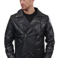 CHARLIE BUFFALO BLACK - AUTHENTIC MENS BLACK LEATHER JACKET