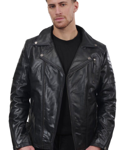 CHARLIE BUFFALO BLACK - AUTHENTIC MENS BLACK LEATHER JACKET