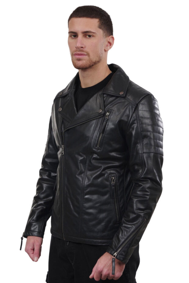 CHARLIE BUFFALO BLACK - AUTHENTIC MENS BLACK LEATHER JACKET