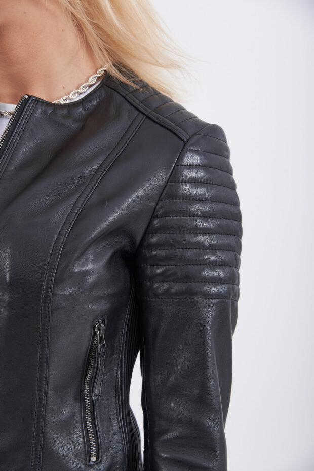 IRIS SHEEP BLACK - AUTHENTIC WOMENS BLACK LEATHER JACKET