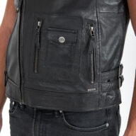 CHOPPER SHEEP BLACK - AUTHENTIC MENS BLACK LEATHER VEST