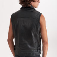 CHOPPER SHEEP BLACK - AUTHENTIC MENS BLACK LEATHER VEST
