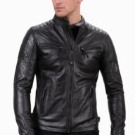 DELTA BUFFALO BLACK - AUTHENTIC BLACK MENS LEATHER JACKET