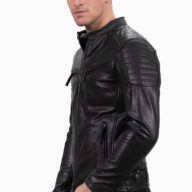 DELTA BUFFALO BLACK - AUTHENTIC BLACK MENS LEATHER JACKET
