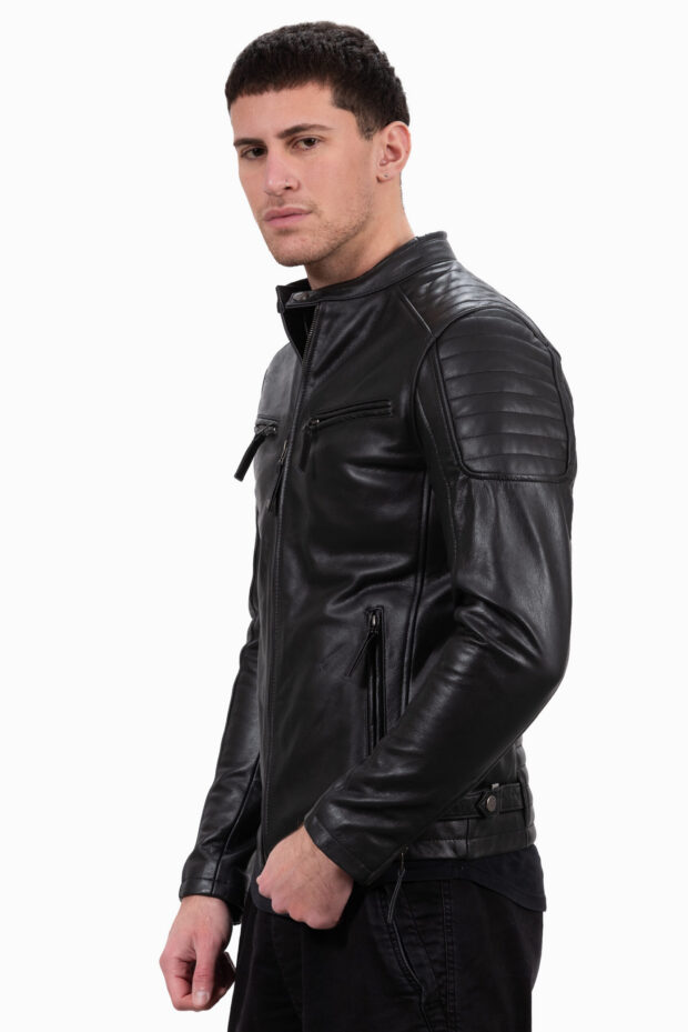 DELTA BUFFALO BLACK - AUTHENTIC BLACK MENS LEATHER JACKET