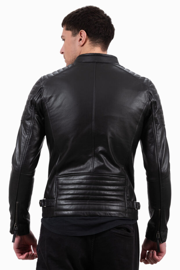 DELTA BUFFALO BLACK - AUTHENTIC BLACK MENS LEATHER JACKET