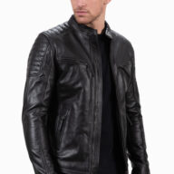 DELTA BUFFALO BLACK - AUTHENTIC BLACK MENS LEATHER JACKET