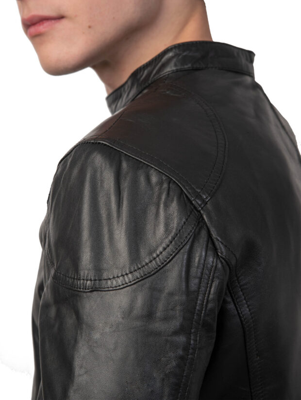 ROMEO SHEEP BLACK - AUTHENTIC MENS BLACK LEATHER JACKET