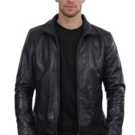 HOLLAND COWHIDE BLACK - AUTHENTIC MENS BLACK LEATHER JACKET