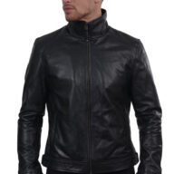 HOLLAND COWHIDE BLACK - AUTHENTIC MENS BLACK LEATHER JACKET