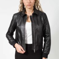 BETTY SHEEP BLACK  - AUTHENTIC WOMENS BLACK LEATHER JACKET